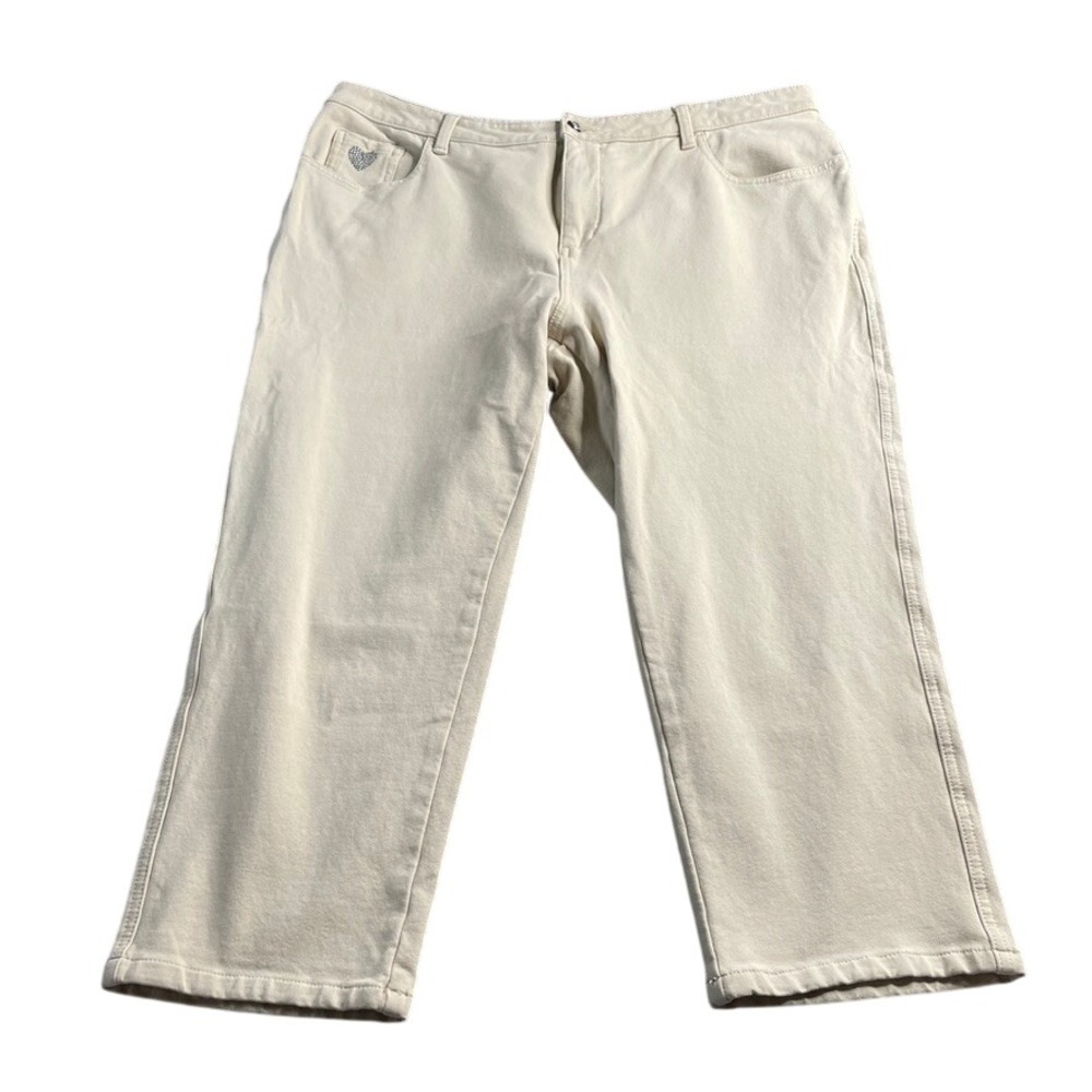 Dream Jeannes by Quacker Factory Womens Beige Embellished Stretch Pants Size 18W